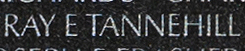 Engraved name on The Wall of Master Sergeant Ray E. Tannehill, U.S. Air Force